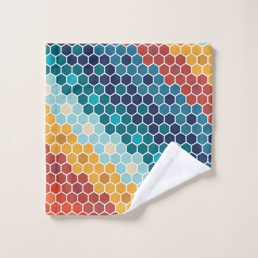 Coloré Retro Mosaïque Florale Motif Hexagon (Gant de toilette)