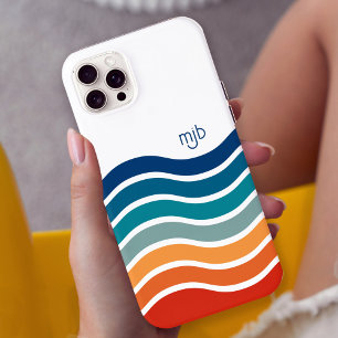 Coloré Retro Motif à rayures ondulées avec Monogra
