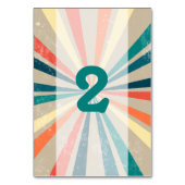 Coloré Retro Sunburst Mariage Numéro de table (Dos)