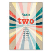 Coloré Retro Sunburst Mariage Numéro de table (Dos)