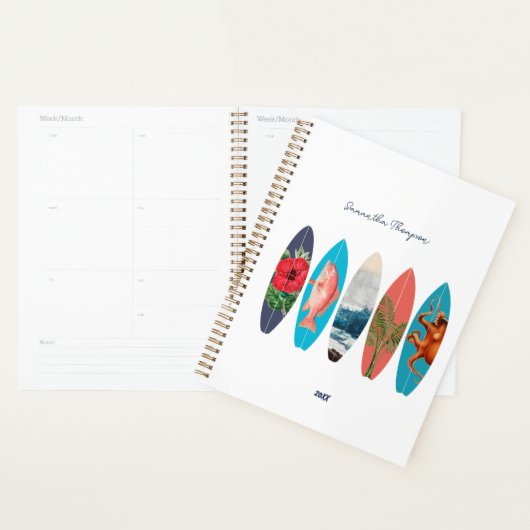 Coloré Retro Surfboards Motif Nom personnalisé (Devant avec enveloppe)