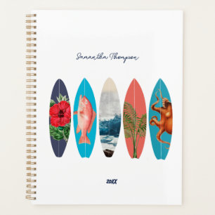 Coloré Retro Surfboards Motif Nom personnalisé