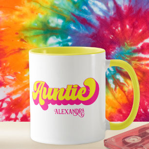 Coloré Retro Tante Nom personnalisé Mug