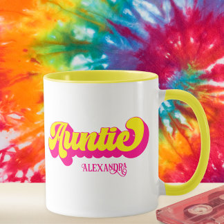 Coloré Retro Tante Nom personnalisé Mug