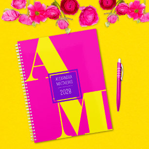 Coloré rose et jaune Personnalisé Année Nom du mon