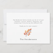 Coloré simple Foliage d'automne Merci funéraire (Dos)