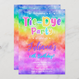 Coloré Tiedye Anniversaire Fête Invitation