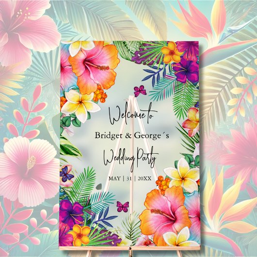 Coloré tropical Floral Frosted Mariage Bienvenue