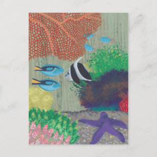 Coloré Tropical Poisson peinture Cartes postales