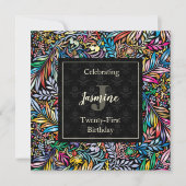 Coloré Tropique Floral Invitation Anniversaire (Devant)