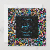 Coloré Tropique Floral Invitation Anniversaire (Devant)