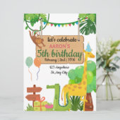 Coloré Vert Anniversaire Fête Invitation (Debout devant)