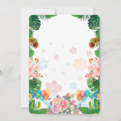 Coloré Vert Floral Anniversaire Fête Invitation (Dos)