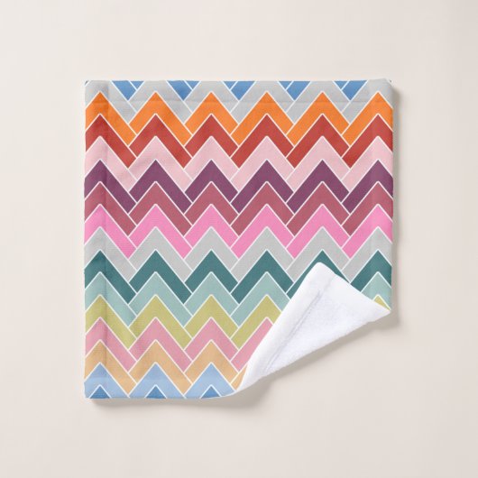 Coloré Zigzag Retro Chevron (Gant de toilette)