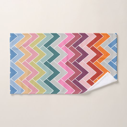 Coloré Zigzag Retro Chevron (Serviette à main)