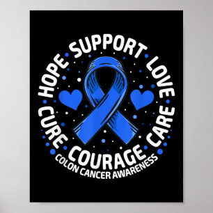 Colorectale kanker Familie Ondersteuning Blauwe Co Poster