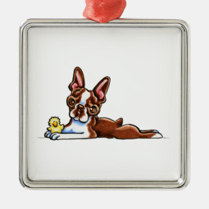 Colored Boston Terrier Metalen Ornament