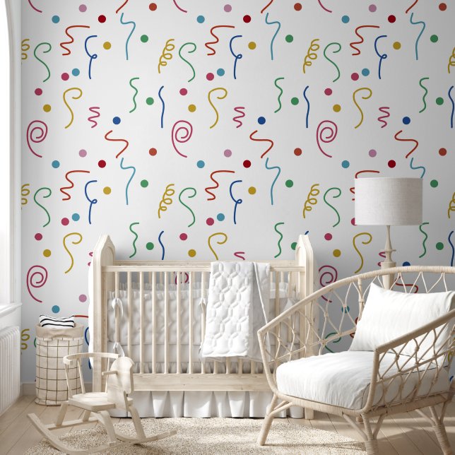 Colored Party Confetti Pattern Behang (Kinderen)