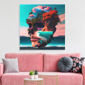 Colored skull head canvas afdruk (Insitu (Woonkamer))