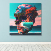 Colored skull head canvas afdruk (Insitu (Houten vloer))