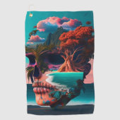 Colored skull head golfhanddoek (Voorkant)