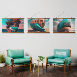 Colored skull head hangend wandkleed