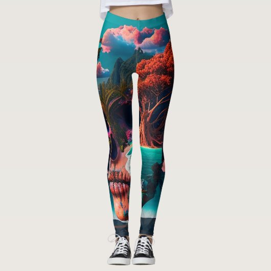 Colored Skull Head Leggings (Voorkant)