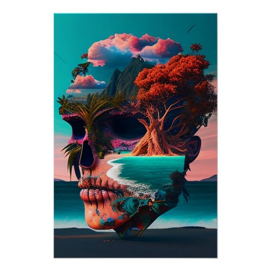Colored skull head perfect poster (Voorkant)