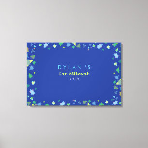 COLORED STARS Bar Bat Mitzvah Sign In Board Canvas Afdruk