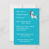 Colorée Boho Zebra Anniversaire Fête Invitation (Dos)