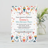 "Colorée Confetti Invitation d'anniversaire (Debout devant)