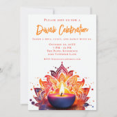 Colorée Diya Diwali Célébration Invitation (Devant)