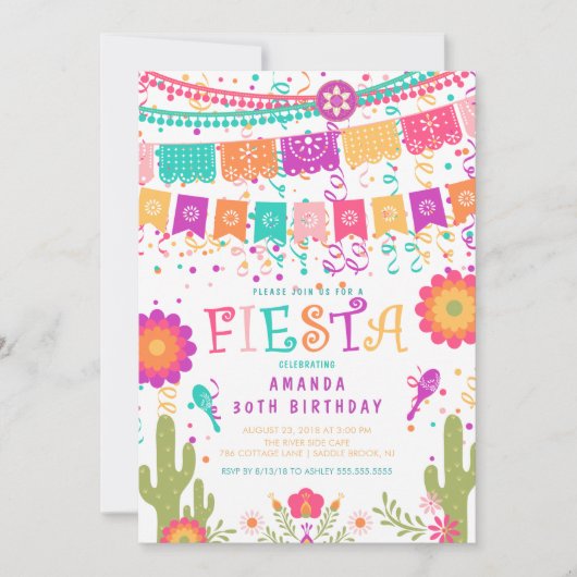 Colorée Fête Anniversaire Invitation (Devant)