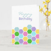 Colorée Hexagon motif filles carte d'anniversaire (Fleur jaune)