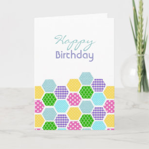 Colorée Hexagon motif filles carte d'anniversaire