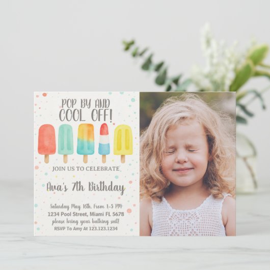 Colorée Ice Pop Invitation Anniversaire (Debout devant)