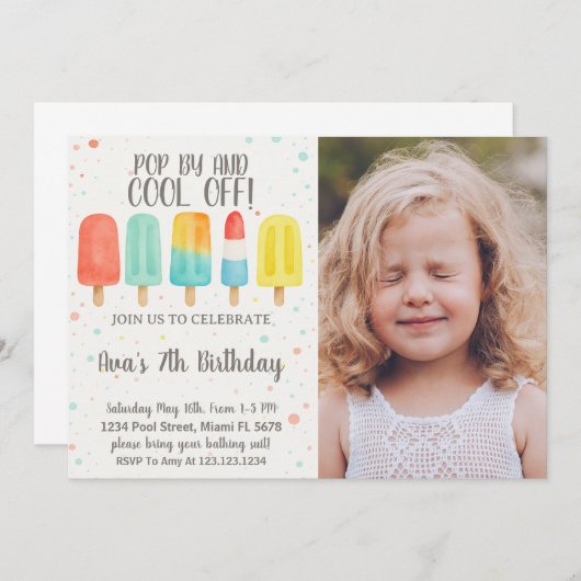 Colorée Ice Pop Invitation Anniversaire (Devant / Derrière)