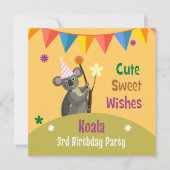Colorée Koala Anniversaire Fête Invitation (Devant)