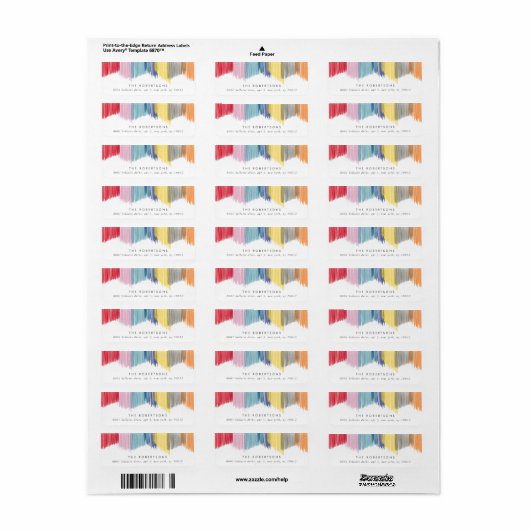 Colorée moderne Fringe Retourner les étiquettes d' (Feuille entière)