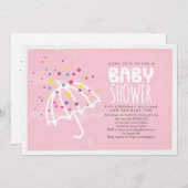 Colorée moderne rose bébé fille douche Invitation (Devant / Derrière)