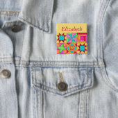 Colorée Patchwork Quilt Block Art Name Badge (En situation)