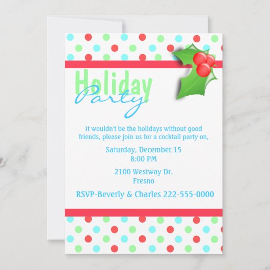 Colorée Polka Dot Fête Invitation (Devant)