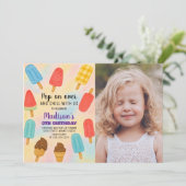 Colorée Popsicle Party Anniversaire Invitation (Debout devant)