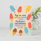 Colorée Popsicle Party Anniversaire Invitation (Debout devant)