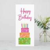 Colorée rose joyeux bougies d'anniversaire Carte P (Debout devant)