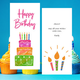 Colorée rose joyeux bougies d'anniversaire Carte P