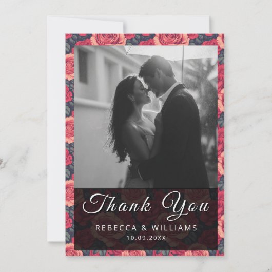 Colorée Rose Retro Mariage Merci Cartes (Devant)