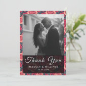 Colorée Rose Retro Mariage Merci Cartes (Debout devant)
