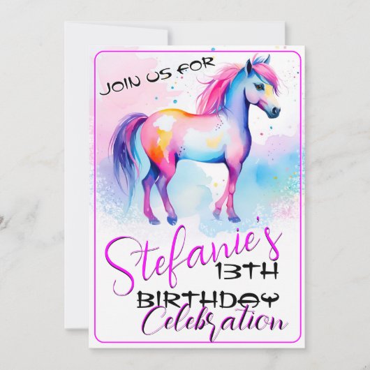 Colorée Spirit Pony 2 Anniversaire Invitation (Devant)
