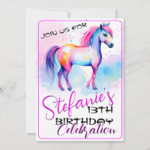 Colorée Spirit Pony 2 Anniversaire Invitation